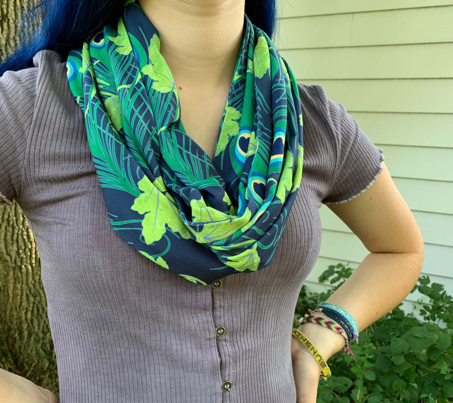 Peacock Feather Jersey Infinity Scarf - Melissa Washburn
